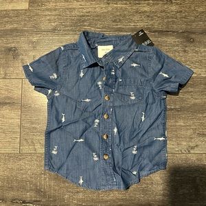 Okie Dokie Toddler Boy Chambray Button Up Shirt B5